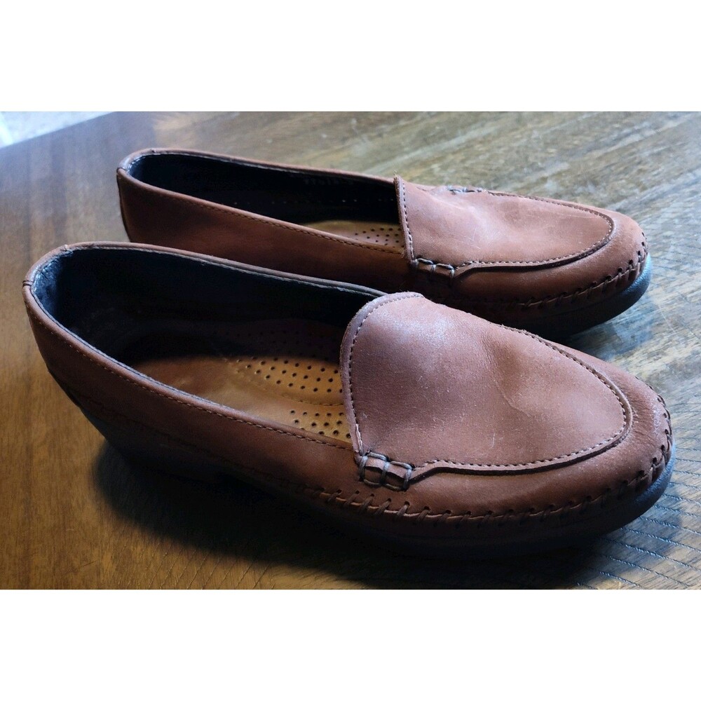 Dexter Women's Brown Leather Slip-On Loafer Flats Round Toe Size 6.5